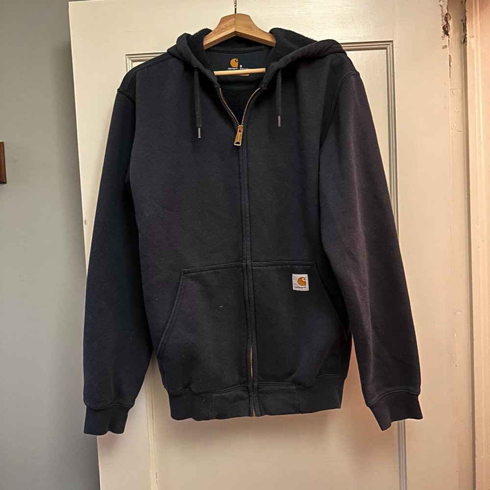 Carhartt Mens Mid-weight Full Zip Hooded Sweatshirt Sweater Size Small S Blue